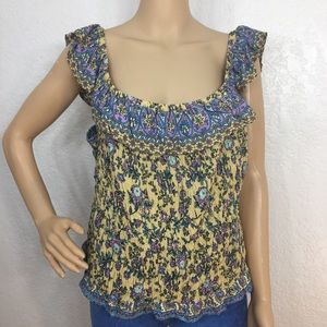 Mahli Yellow Floral Shirred Top